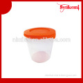 Clear round plastic food container with lid